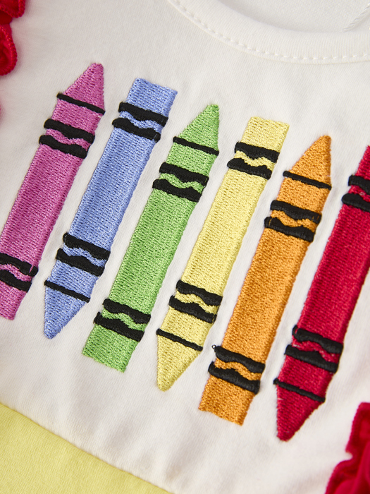 Back-To-School Embroidery Toddler Girls' Dress