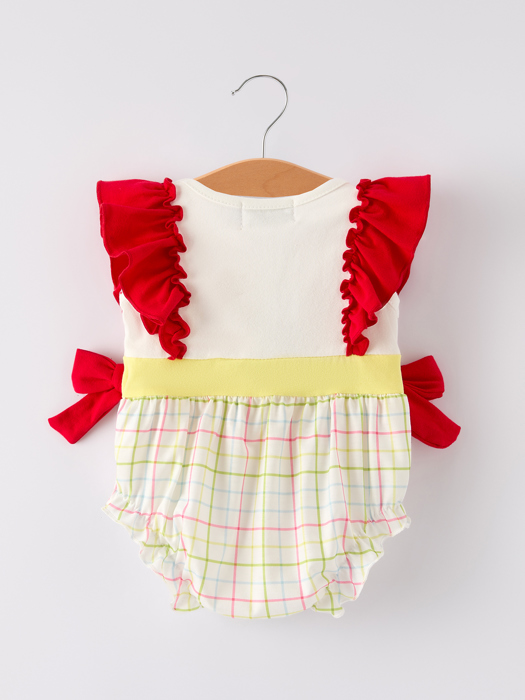 Back-To-School Embroidery Baby Girls' Romper