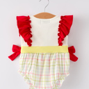  Back-To-School Embroidery Baby Girls' Romper