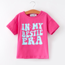  “IN MY BESTIE ERA” Rose Red Toddler Girls Short Sleeve Tops