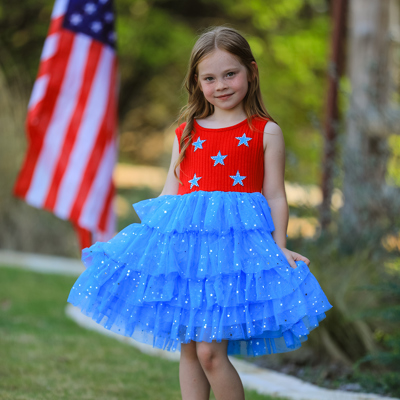 4th of july Star Sleeveless Tutu Toddler Skirt