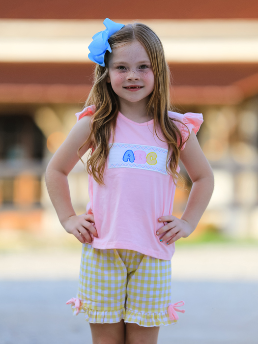 Back To School Toddler Girls "ABC" Embroidered Ruffle Set