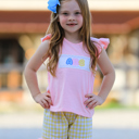  Back To School Toddler Girls "ABC" Embroidered Ruffle Set