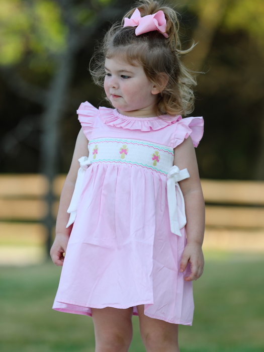 Pink Smocked Church Christ Bishop Christening Girls Dress