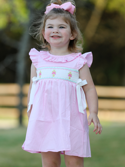 Pink Smocked Church Christ Bishop Christening Girls Dress