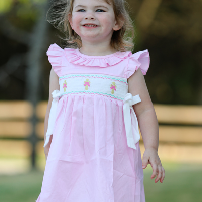 Pink Smocked Church Christ Bishop Christening Girls Dress