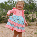  Farm Toddler Girl Ruffle Pink Print Dress