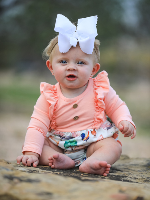 Farm Baby Girl Ruffle Print Romper