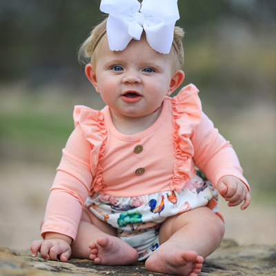 Farm Baby Girl Ruffle Print Romper