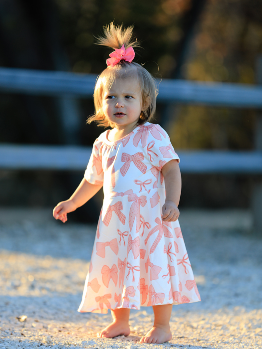 Toddler Girls Dress Bow Print