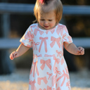  Toddler Girls Dress Bow Print