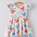  4th of july Cartoon Flag Print Toddler Girls Dress