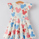  4th of july Cartoon Flag Print Toddler Girls Dress