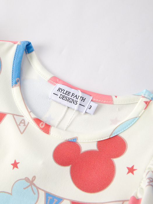 4th of july Cartoon Flag Print Toddler Girls Dress