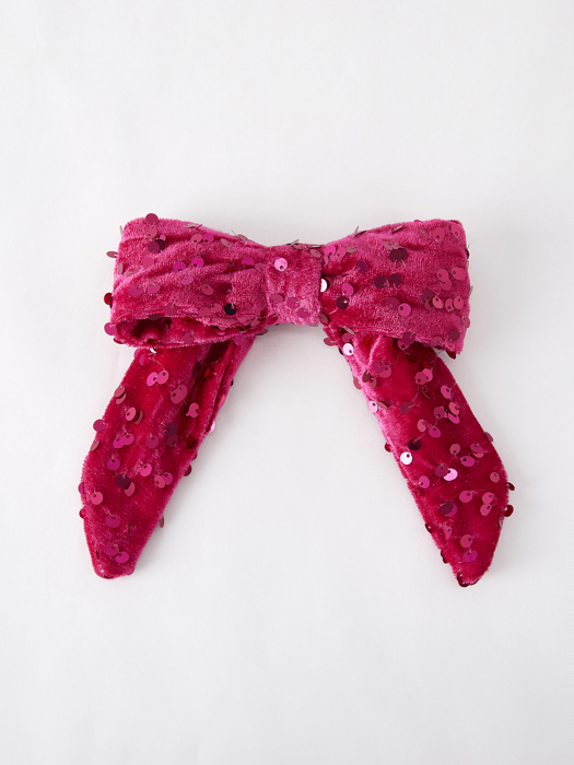 Hot Pink Girls Sequin Bow Hair Clip