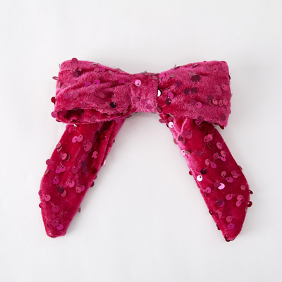 Hot Pink Girls Sequin Bow Hair Clip