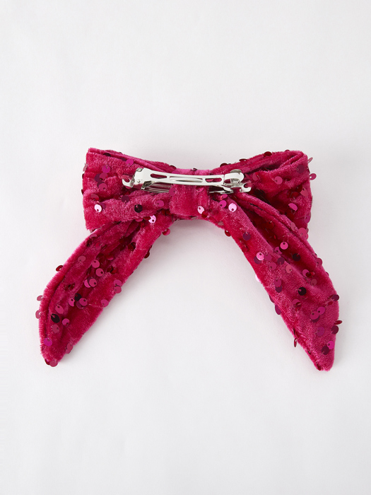 Hot Pink Girls Sequin Bow Hair Clip