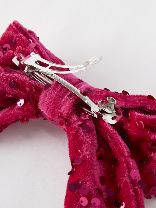 Hot Pink Girls Sequin Bow Hair Clip
