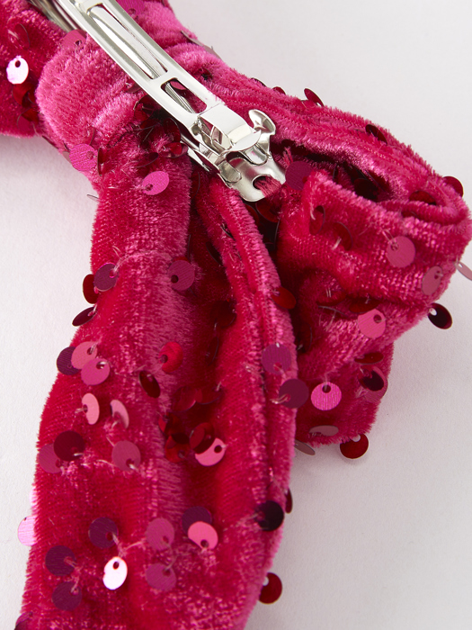 Hot Pink Girls Sequin Bow Hair Clip