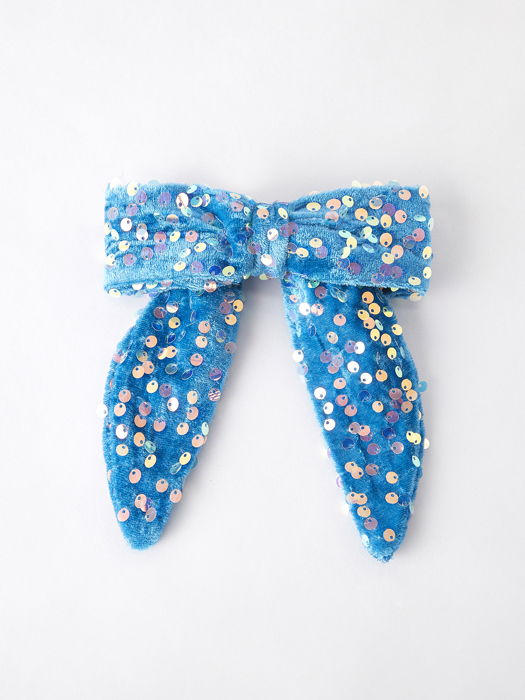Sea Blue Girls Sequin Bow Hair Clip