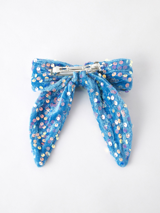 Sea Blue Girls Sequin Bow Hair Clip