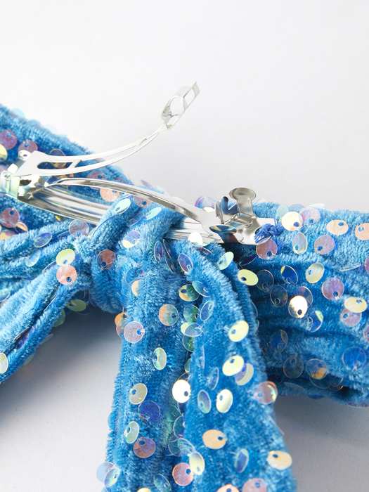 Sea Blue Girls Sequin Bow Hair Clip