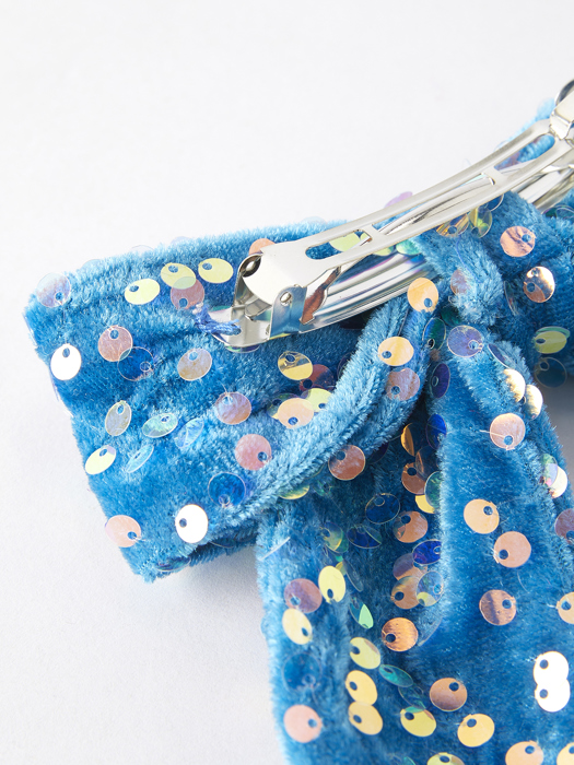 Sea Blue Girls Sequin Bow Hair Clip