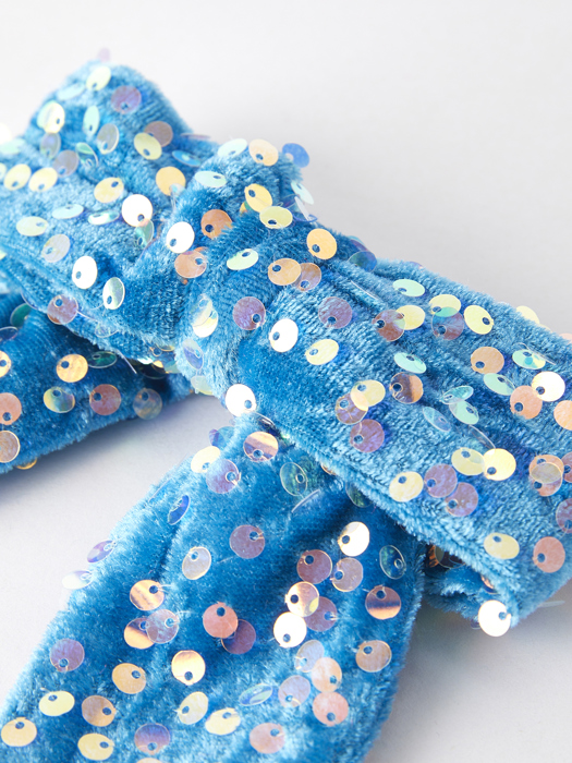 Sea Blue Girls Sequin Bow Hair Clip
