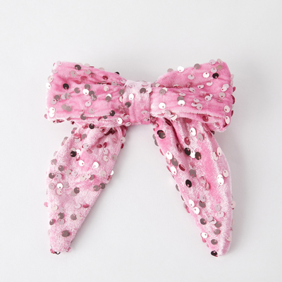 Pink Girls Sequin Bow Hair Clip