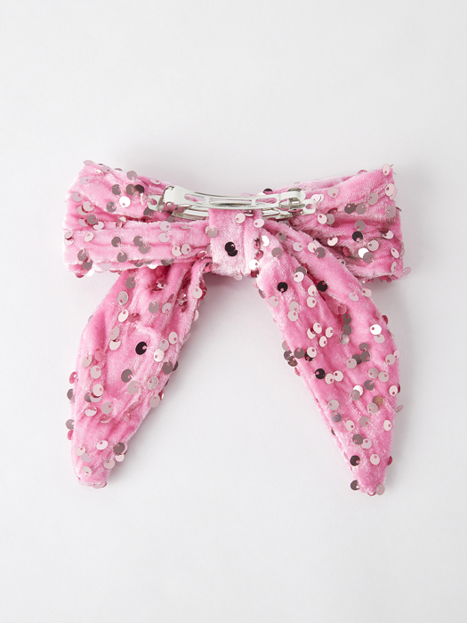 Pink Girls Sequin Bow Hair Clip