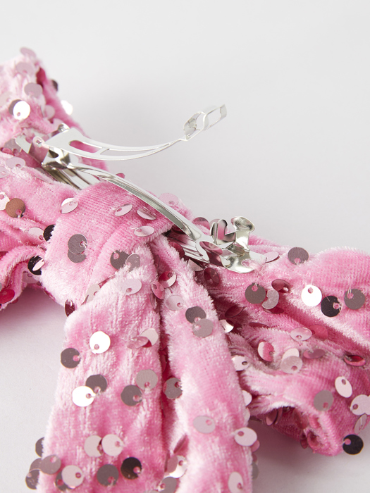 Pink Girls Sequin Bow Hair Clip