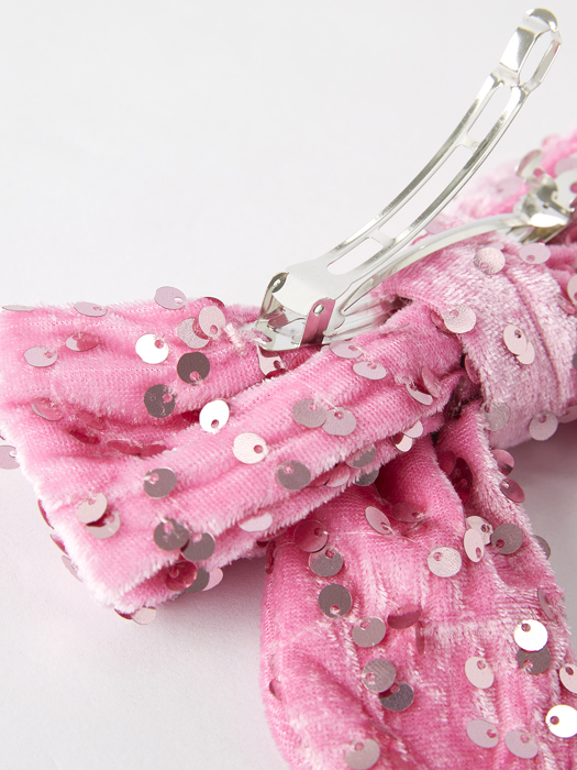 Pink Girls Sequin Bow Hair Clip