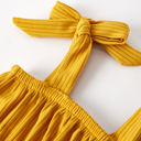  Spring Summer Baby Yellow Bow Suspender Vest And Floral Bloomers Set