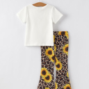  Spring and Summer Sunflower Leopard Print Toddler Girls Suit