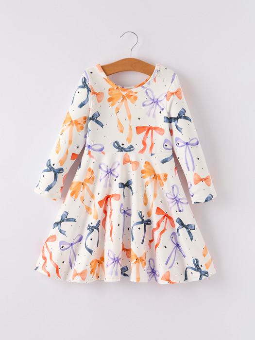 Bow Spring and Fall Toddler Girls Dress
