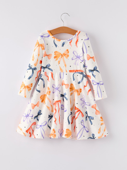 Bow Spring and Fall Toddler Girls Dress