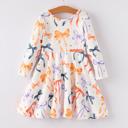  Bow Spring and Fall Toddler Girls Dress