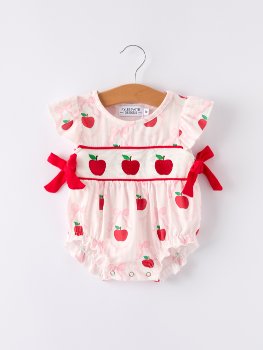 Apple Bow Baby Girls' Romper