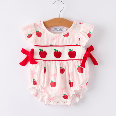 Apple Bow Baby Girls' Romper