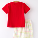  Toddler Boys Back to School Pencil Smock Embroidered Plaid Set