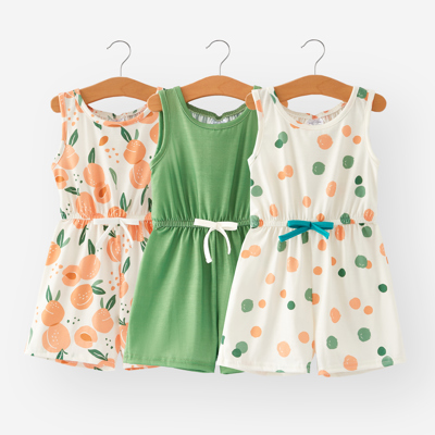 Peach Polka Dot Girls Jumpsuit Three Pieces