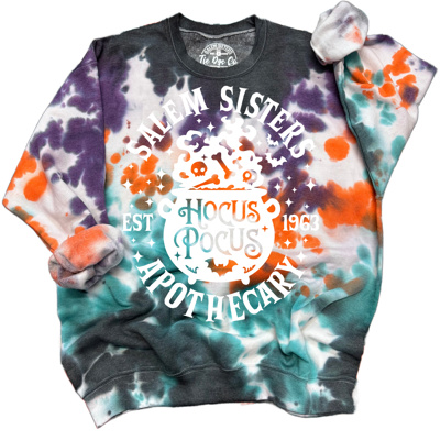 Hand Tie Dyed Salem Sisters Halloween Tie Dye Sweatshirts