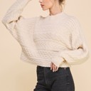 Large Cream Cable Knit Cropped Sweater - 3 colors