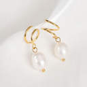 Gold Pearl Double Twist Earrings