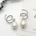 Silver Pearl Double Twist Earrings