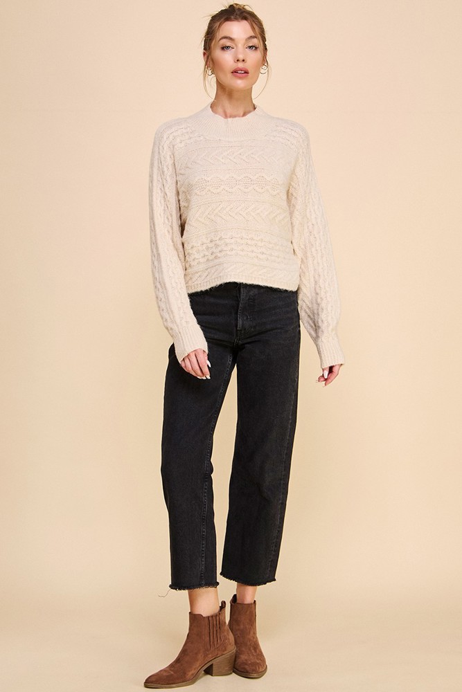 Cable Knit Cropped Sweater - 3 colors