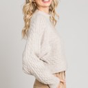 Large Oat Cable Knit Cropped Sweater - 3 colors