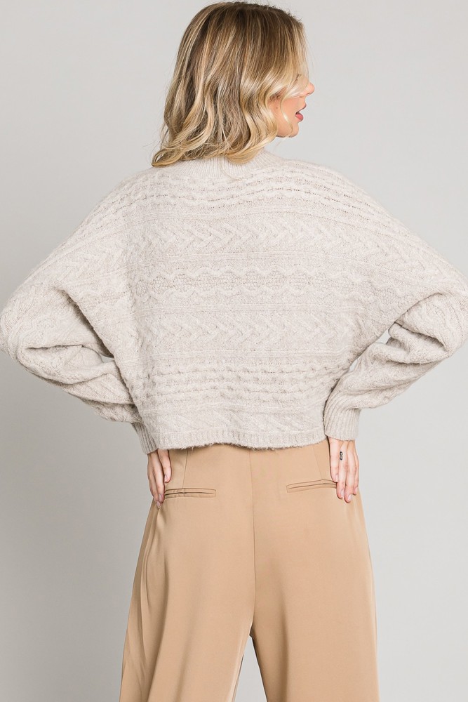 Cable Knit Cropped Sweater - 3 colors