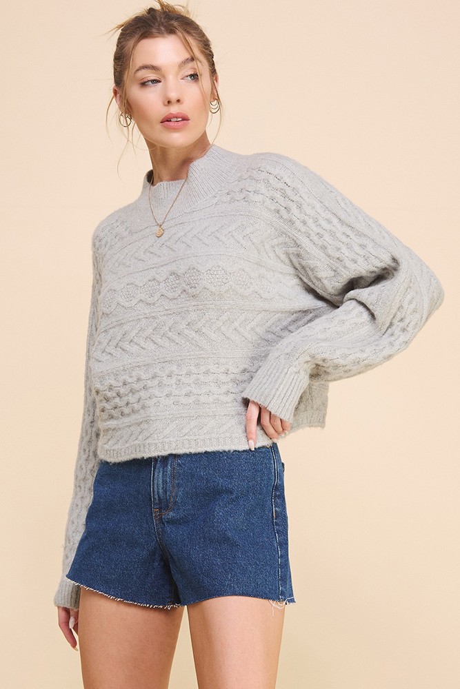 Cable Knit Cropped Sweater - 3 colors