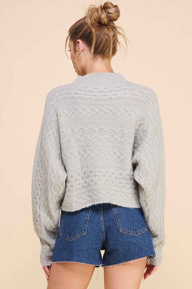 Cable Knit Cropped Sweater - 3 colors